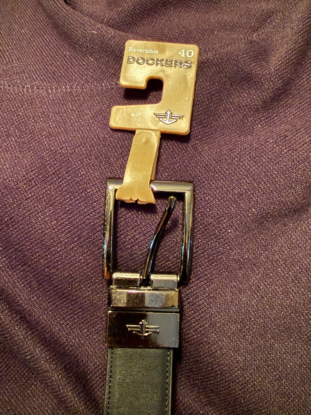 Dockers Black and Chocolate Brown Reversible Men's Belt with Silver Buckle
